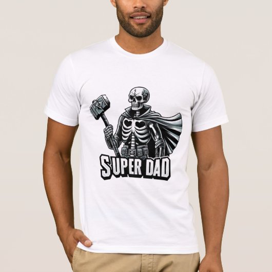 Retro Vaderdag Funny Super Pap Skelet T-shirt (Voorkant)