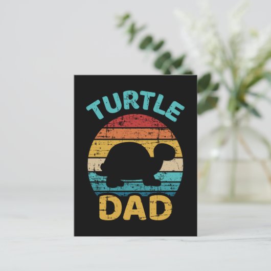 retro vaderdag geschenk van Turtle dad Briefkaart (Staand voorkant)