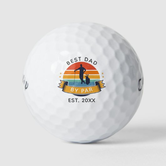 Retro Vaderdag Golf Best Dad via Par Custom Golfballen (Voorkant)