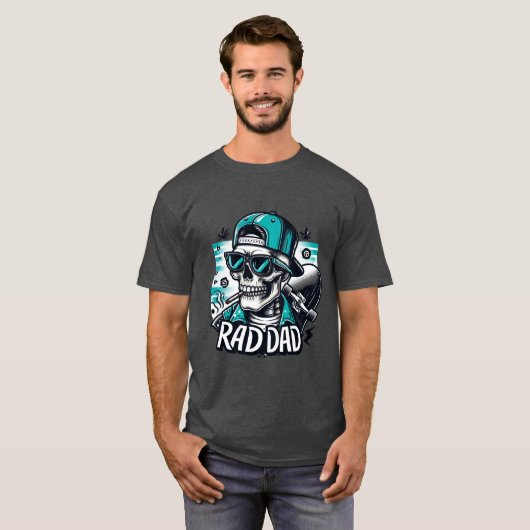 Retro Vaderdag Grappig Rad Papa Skelet T-shirt (Voorkant volledig)