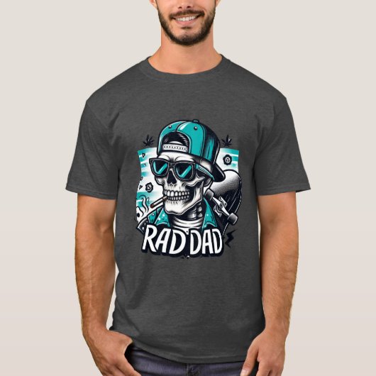 Retro Vaderdag Grappig Rad Papa Skelet T-shirt (Voorkant)