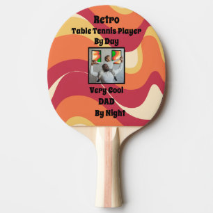 Retro Vaderdag psychedelisch patroon met foto Tafeltennisbatje