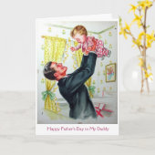 Retro Vaderdag - van zijn Baby-dochter, Kaart (Gele Bloem)
