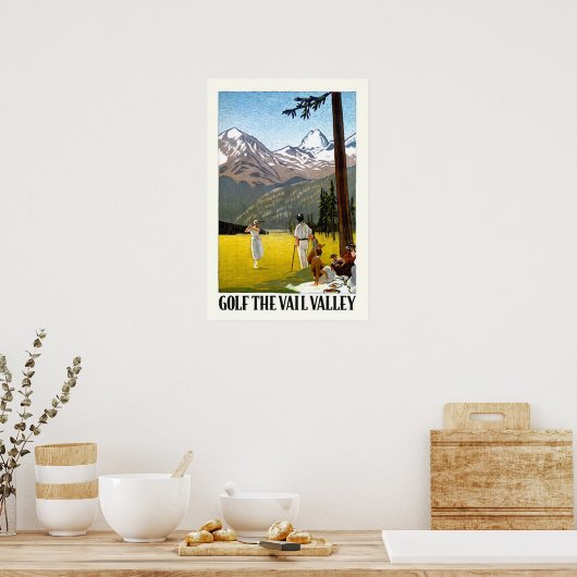 Retro Vail Valley Golfing Travel Poster (Keuken)