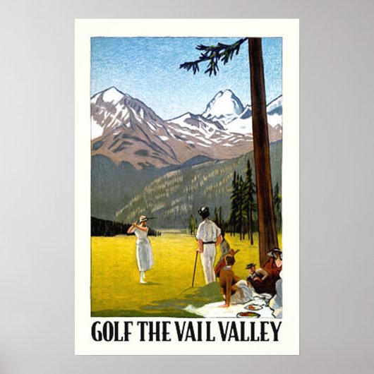 Retro Vail Valley Golfing Travel Poster (Voorkant)