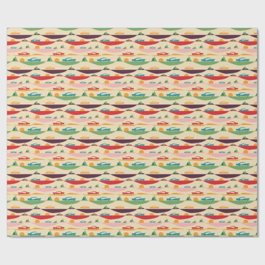 retro vakanbeige cadeaupapier (Vlak)