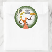 Retro vakantie baktaart gepersonaliseerde kerst ronde sticker (Tas)