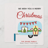 *Retro Vakantie Camper Gepersonaliseerde Kerst Kaa Feestdagenkaart (Voorkant / Achterkant)