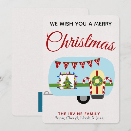 *Retro Vakantie Camper Gepersonaliseerde Kerst Kaa Feestdagenkaart (Voorkant / Achterkant)