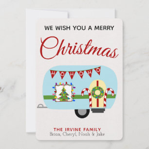 *Retro Vakantie Camper Gepersonaliseerde Kerst Kaa Feestdagenkaart