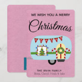 Retro Vakantie Camper Gepersonaliseerde Kerst Kaar Feestdagenkaart (Voorkant / Achterkant)