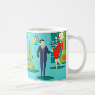 Retro Vakantie Cartoon Koppel Koffie Mok