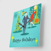 Retro Vakantie Cartoon Koppel Wandklok (Hoek)