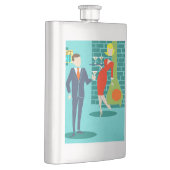 Retro Vakantie Cartoon Paar Flask Flacon (Rechts)