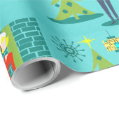 Retro Vakantie Cartoon Paar Wrapping Papier (Rol Hoek)