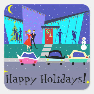 Retro Vakantie Cartoon Party Stickers