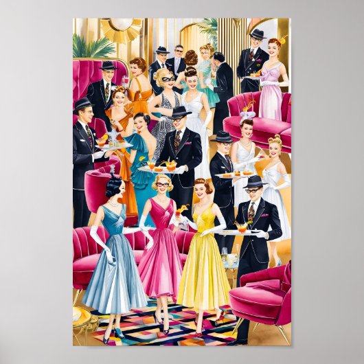 Retro Vakantie Cocktail Party Poster (Voorkant)