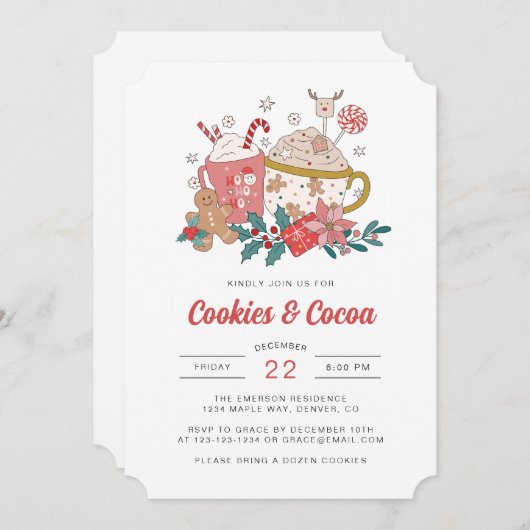 Retro Vakantie Kerst Uitnodiging (Voorkant / Achterkant)