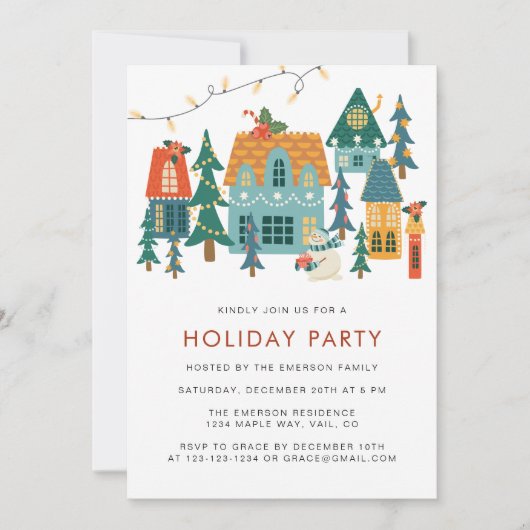 Retro Vakantie Kerstfeest Uitnodiging (Voorkant)