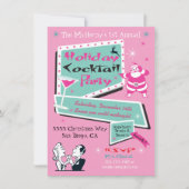 Retro Vakantie Kerstmis Roze feestuitnodigingen Kaart (Voorkant)