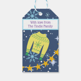 Retro Vakantie Lelijke Kersttrui Gift Labels Cadeaulabel