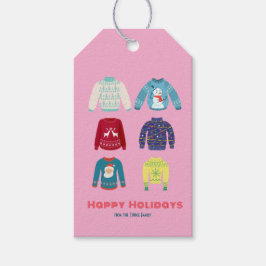 Retro Vakantie Lelijke Trui Kerstfeest Cadeaulabel