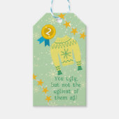 Retro Vakantie Lelijke Trui Kerstfeest Cadeaulabel (Voorkant)