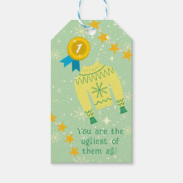 Retro Vakantie Lelijke Trui Kerstfeest Cadeaulabel