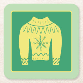 Retro Vakantie Lelijke Trui Kerstfeest Kartonnen Onderzetters