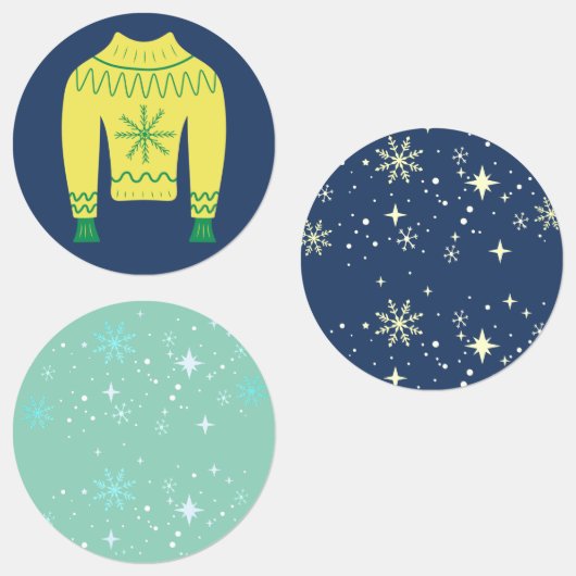 Retro Vakantie Lelijke Trui Kerstfeest Sticker (Groep)