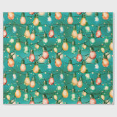 Retro Vakantie Lights Leuk Schattige Moderne Kerst Cadeaupapier (Vlak)