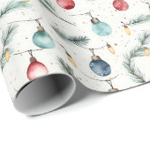 Retro Vakantie Lights Leuk Schattige Moderne Kerst Cadeaupapier (Rol Hoek)