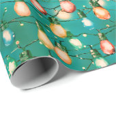 Retro Vakantie Lights Leuk Schattige Moderne Kerst Cadeaupapier (Rol Hoek)