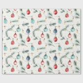 Retro Vakantie Lights Leuk Schattige Moderne Kerst Cadeaupapier (Vlak)