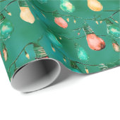 Retro Vakantie Lights Leuk Schattige Moderne Kerst Cadeaupapier (Rol Hoek)