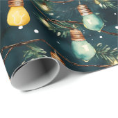 Retro Vakantie Lights Leuk Schattige Moderne Kerst Cadeaupapier (Rol Hoek)