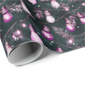 Retro Vakantie Lights Leuk Schattige Moderne Kerst Cadeaupapier (Rol Hoek)