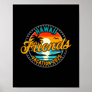 Retro vakantie met vrienden in Hawaï 2025 Zomer Poster