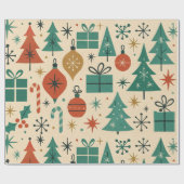 Retro vakantie Mid Century Modern Cadeaupapier (Vlak)