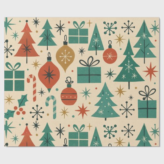 Retro vakantie Mid Century Modern Cadeaupapier (Vlak)