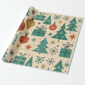 Retro vakantie Mid Century Modern Cadeaupapier (Uitgerold)