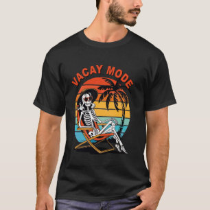 Retro Vakantie Modus Vakantie Zomer Skelet Vintage T-shirt