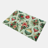 Retro vakantie Ornamenten, Bloemenkerst Deurmat (Schuin)