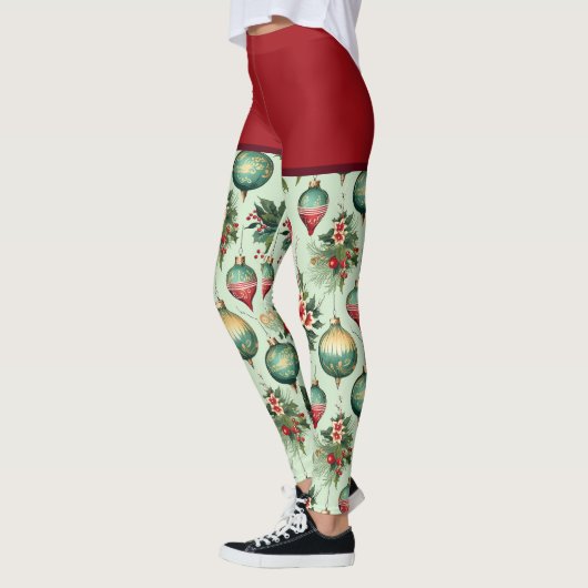  Retro vakantie Ornamenten, Bloemenkerst Leggings (Links)