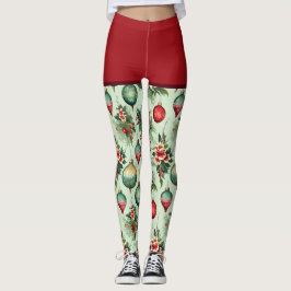  Retro vakantie Ornamenten, Bloemenkerst Leggings