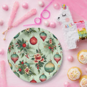 Retro vakantie Ornamenten, Bloemenkerst Papieren Bordje (Feest)