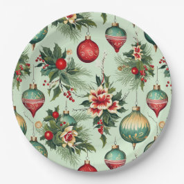  Retro vakantie Ornamenten, Bloemenkerst Papieren Bordje