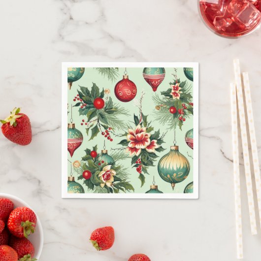  Retro vakantie Ornamenten, Bloemenkerst Servet (Insitu)