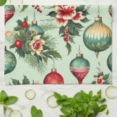  Retro vakantie Ornamenten, Bloemenkerst Theedoek (Gevouwen)