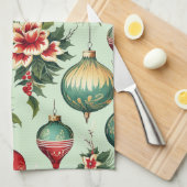  Retro vakantie Ornamenten, Bloemenkerst Theedoek (Quarter Fold)